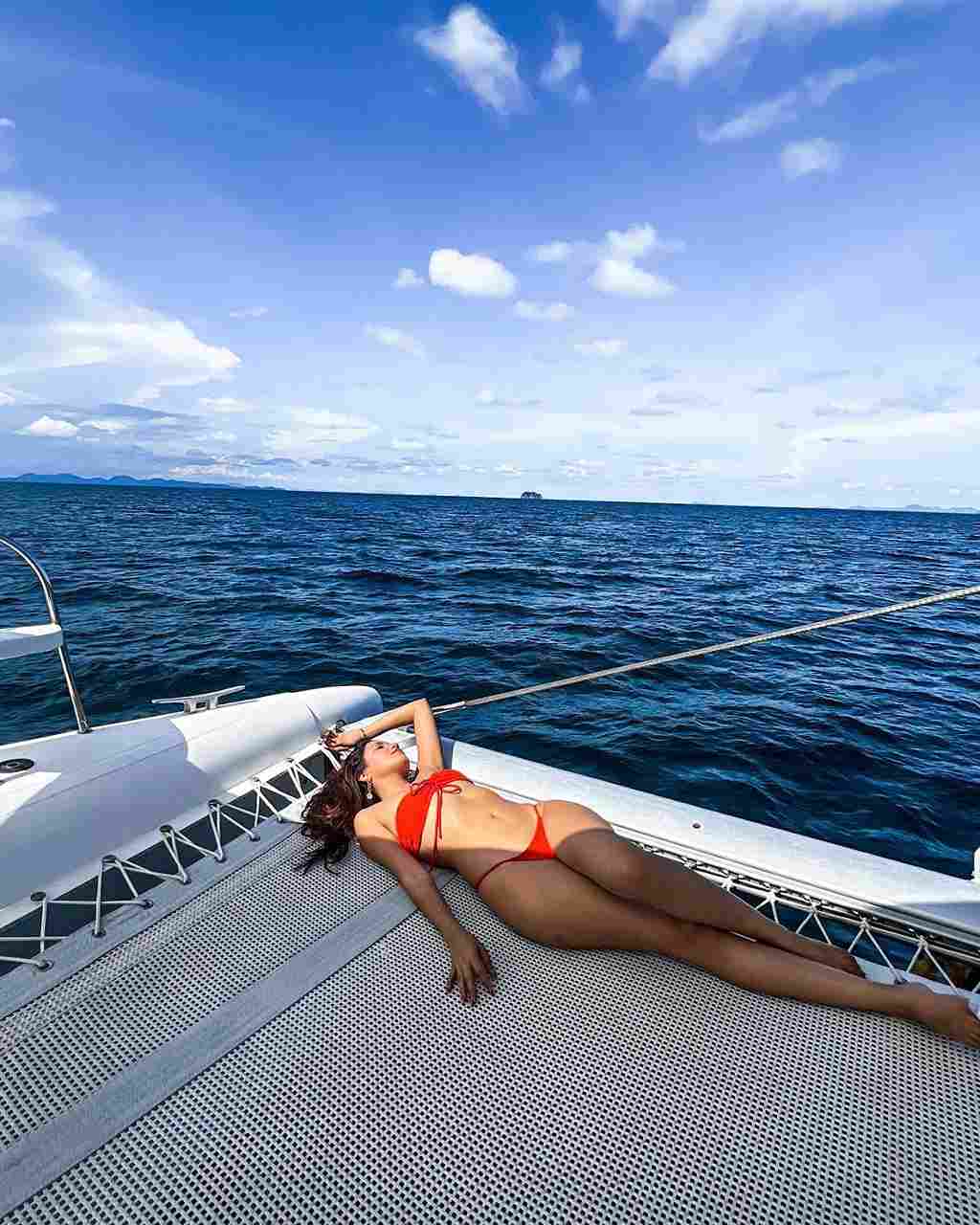 Shivani Singh Red Bikini Naked Boat on Sleeping
